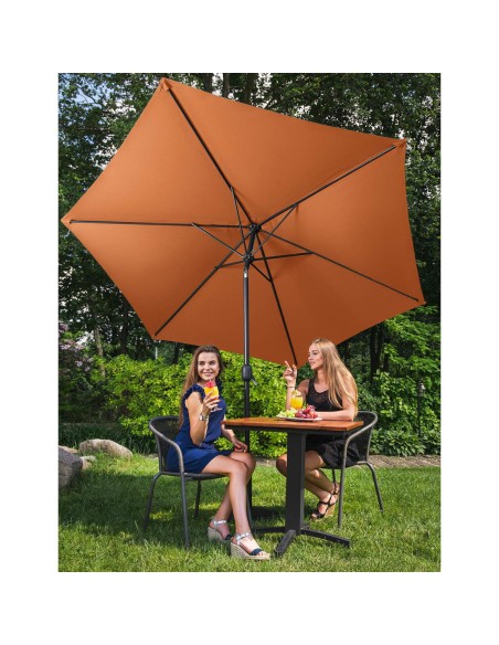 Sodo skėtis apvalus didelis pakreiptas su švaistiklio sk. 300 cm oranžinės spalvos Sodo skėtis apvalus didelis pakreiptas su švaistiklio sk. 300 cm oranžinės spalvos