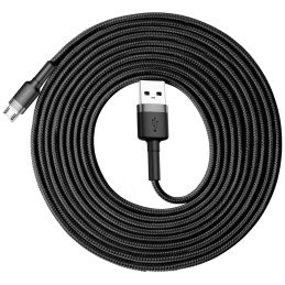 Patvarus nailono kabelis USB microUSB 2A 3M juodai pilkas