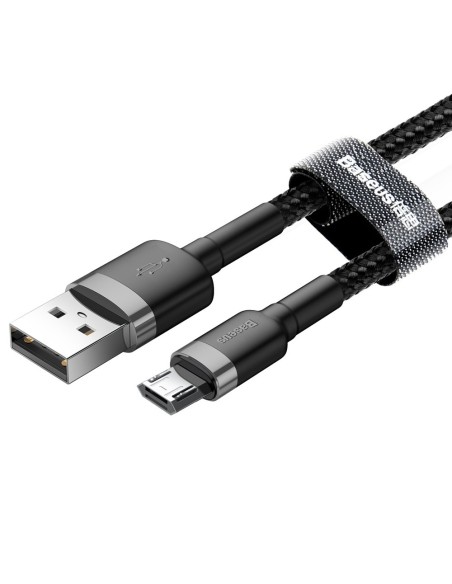 Patvarus nailono kabelis USB microUSB 2A 3M juodai pilkas