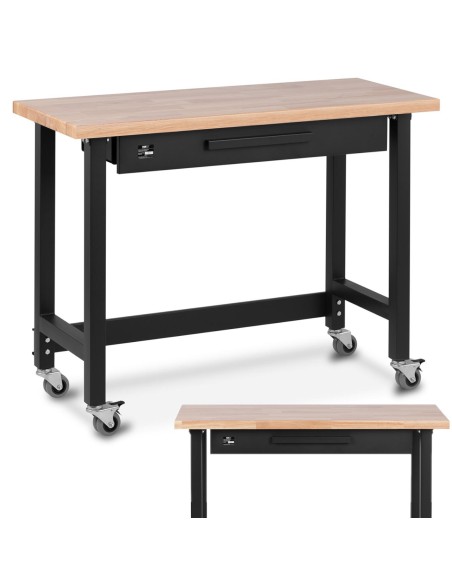 Darbo stalas su stalčiu mediniu stalviršiu ant ratukų 227 kg 122 x 51 cm Darbo stalas su stalčiu mediniu stalviršiu ant ratukų 227 kg 122 x 51 cm