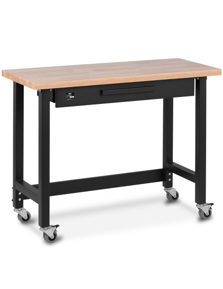Darbo stalas su stalčiu mediniu stalviršiu ant ratukų 227 kg 122 x 51 cm Darbo stalas su stalčiu mediniu stalviršiu ant ratukų 227 kg 122 x 51 cm