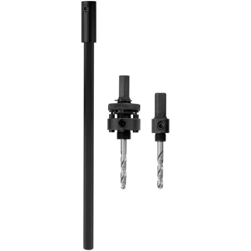 Bimetalinių skylučių pjūklų komplektas su adapteriais 17 vnt + Dėklas