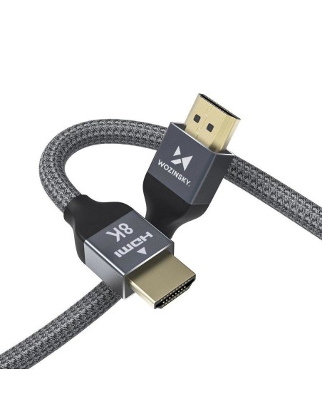 Kabelis HDMI 2.1 8K 60 Hz 48 Gbps 4K 120 Hz 2K 144 Hz 5 m sidabrinis