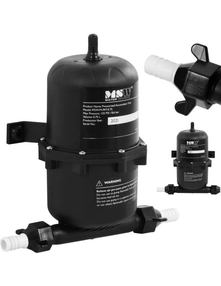 Slėgio siurblio išsiplėtimo bakas 0,75 l 8,6 bar 1/2'' Slėgio siurblio išsiplėtimo bakas 0,75 l 8,6 bar 1/2''