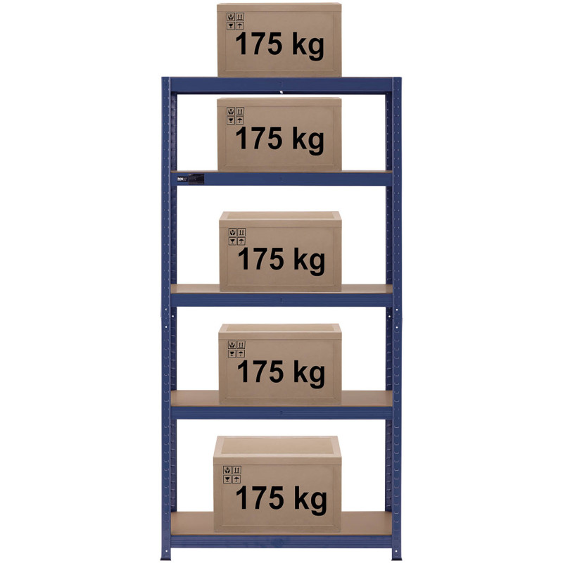 Metalinė laikymo lentyna 5 lentynos 875 kg 90 x 40 x 180 cm mėlyna