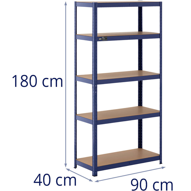 Metalinė laikymo lentyna 5 lentynos 875 kg 90 x 40 x 180 cm mėlyna