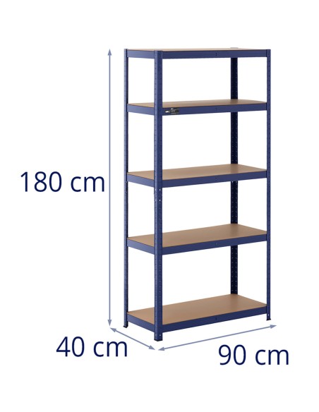 Metalinė laikymo lentyna 5 lentynos 875 kg 90 x 40 x 180 cm mėlyna Metalinė laikymo lentyna 5 lentynos 875 kg 90 x 40 x 180 cm mėlyna