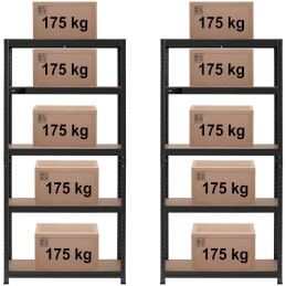 Metalinė laikymo lentyna su 5 lentynomis 875 kg 90 x 40 x 180 cm ledo mėlyna 2 vnt.