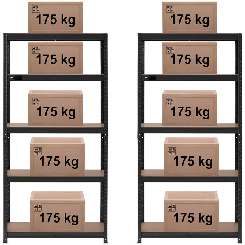 Metalinė laikymo lentyna su 5 lentynomis 875 kg 90 x 40 x 180 cm ledo mėlyna 2 vnt.