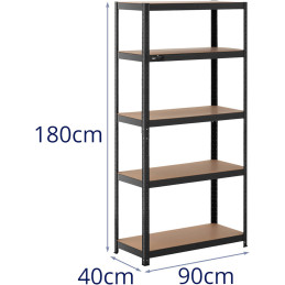 Metalinė laikymo lentyna su 5 lentynomis 875 kg 90 x 40 x 180 cm ledo mėlyna 2 vnt.