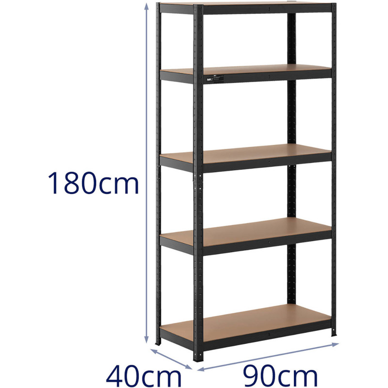 Metalinė laikymo lentyna su 5 lentynomis 875 kg 90 x 40 x 180 cm ledo mėlyna 2 vnt.