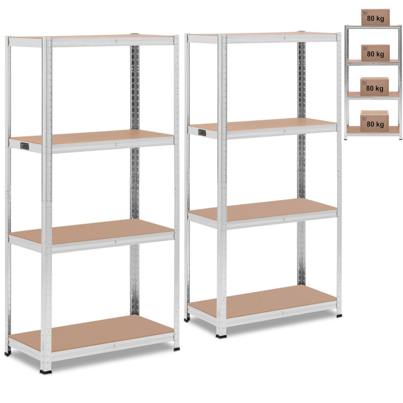Metalinė laikymo lentyna 4 lentynos 320 kg 80 x 40 x 160 cm pilka 2 vnt. Metalinė laikymo lentyna 4 lentynos 320 kg 80 x 40 x 160 cm pilka 2 vnt.