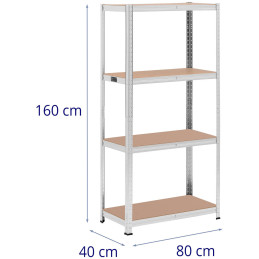 Metalinė laikymo lentyna 4 lentynos 320 kg 80 x 40 x 160 cm pilka 2 vnt.