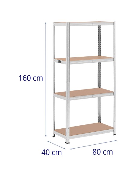 Metalinė laikymo lentyna 4 lentynos 320 kg 80 x 40 x 160 cm pilka 2 vnt.