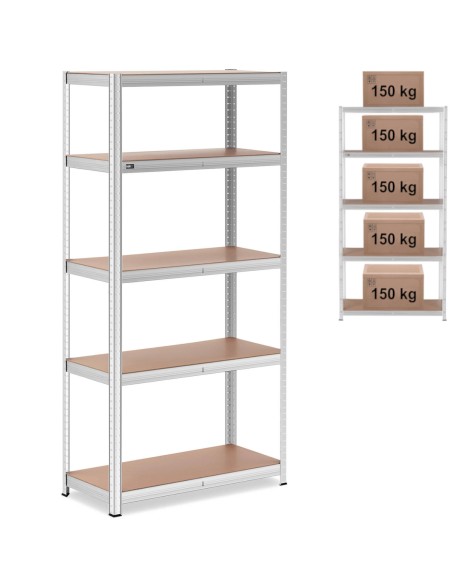 Metalinė laikymo lentyna su 5 lentynomis 750 kg 100 x 50 x 197 cm pilka Metalinė laikymo lentyna su 5 lentynomis 750 kg 100 x 50 x 197 cm pilka