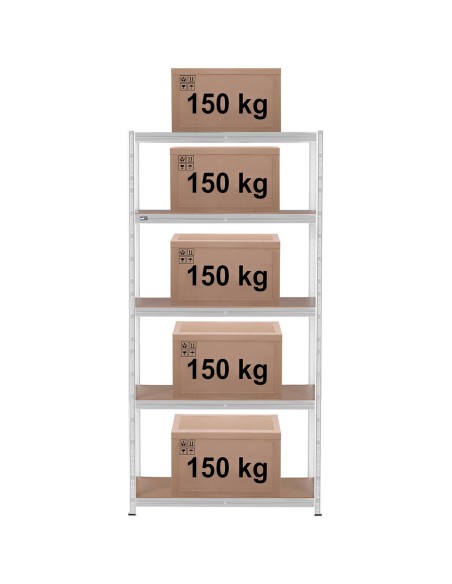 Metalinė laikymo lentyna su 5 lentynomis 750 kg 100 x 50 x 197 cm pilka Metalinė laikymo lentyna su 5 lentynomis 750 kg 100 x 50 x 197 cm pilka