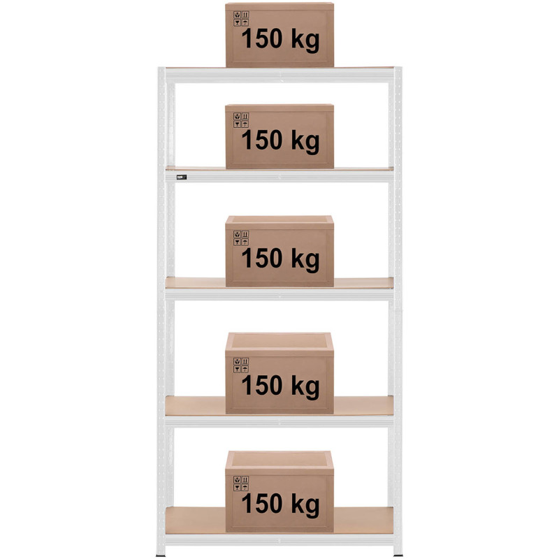 Metalinė laikymo lentyna su 5 lentynomis 750 kg 100 x 60 x 197 cm pilka