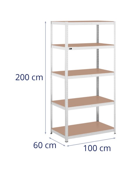 Metalinė laikymo lentyna su 5 lentynomis 750 kg 100 x 60 x 197 cm pilka Metalinė laikymo lentyna su 5 lentynomis 750 kg 100 x 60 x 197 cm pilka