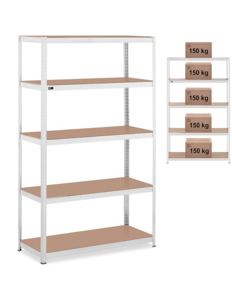 Metalinė laikymo lentyna su 5 lentynomis 750 kg 120 x 50 x 197 cm pilka