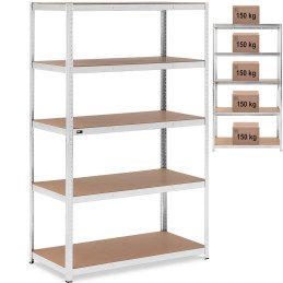 Metalinė laikymo lentyna su 5 lentynomis 750 kg 120 x 60 x 197 cm pilka