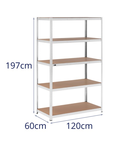 Metalinė laikymo lentyna su 5 lentynomis 750 kg 120 x 60 x 197 cm pilka Metalinė laikymo lentyna su 5 lentynomis 750 kg 120 x 60 x 197 cm pilka