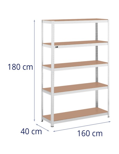 Metalinė laikymo lentyna su 5 lentynomis 750 kg 120 x 40 x 180 cm pilka Metalinė laikymo lentyna su 5 lentynomis 750 kg 120 x 40 x 180 cm pilka