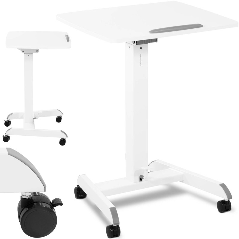 Nešiojamojo kompiuterio stalas pakreipiamas reguliuojamas ant ratukų 60 x 52 cm 760 - 1130 mm Nešiojamojo kompiuterio stalas pakreipiamas reguliuojamas ant ratukų 60 x 52 cm 760 - 1130 mm