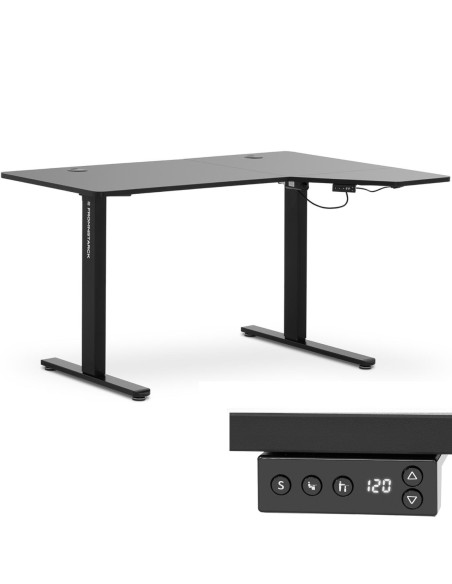 Elektra reguliuojamo aukščio kampinis stalas 140 x 90 cm A 720 - 1200 mm Juoda Elektra reguliuojamo aukščio kampinis stalas 140 x 90 cm A 720 - 1200 mm Juoda