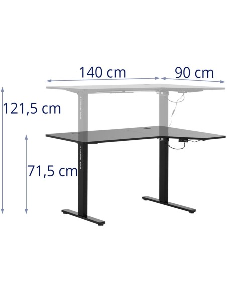 Elektra reguliuojamo aukščio kampinis stalas 140 x 90 cm A 720 - 1200 mm Juoda Elektra reguliuojamo aukščio kampinis stalas 140 x 90 cm A 720 - 1200 mm Juoda