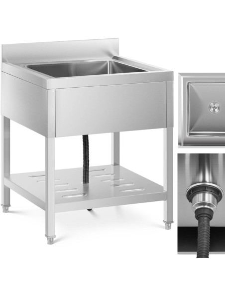 Vienos kameros gastronominė baseino kriauklė su lentyna ir apvadu 70 x 70 x 95 cm Vienos kameros gastronominė baseino kriauklė su lentyna ir apvadu 70 x 70 x 95 cm