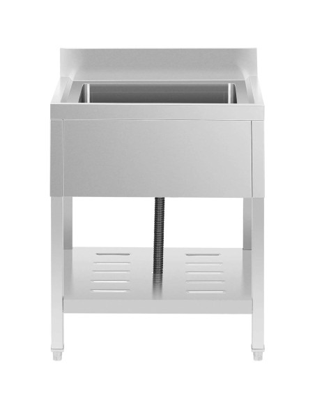 Vienos kameros gastronominė baseino kriauklė su lentyna ir apvadu 70 x 70 x 95 cm Vienos kameros gastronominė baseino kriauklė su lentyna ir apvadu 70 x 70 x 95 cm
