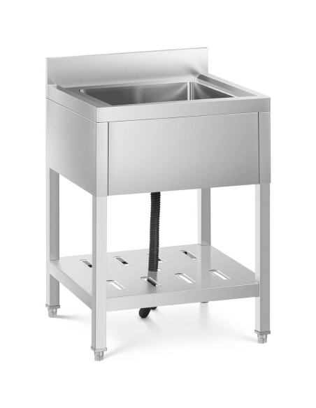 Vienos kameros gastronominė baseino kriauklė su lentyna ir apvadu 60 x 60 x 94 cm