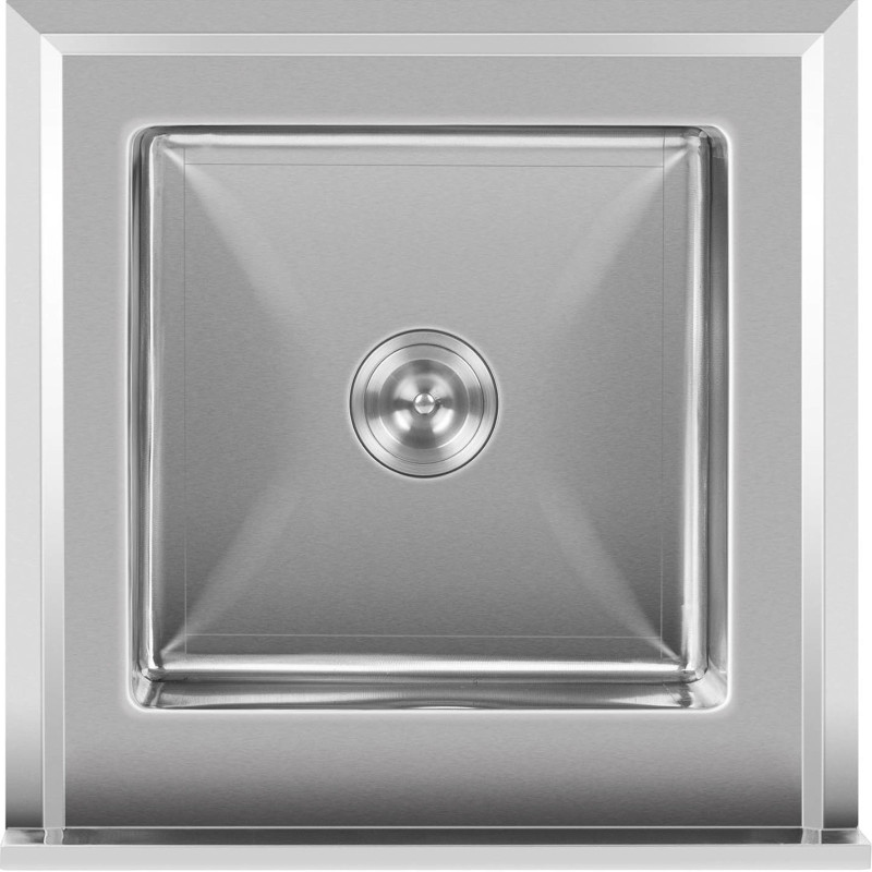 Vienos kameros gastronominė baseino kriauklė su lentyna ir apvadu 60 x 60 x 94 cm