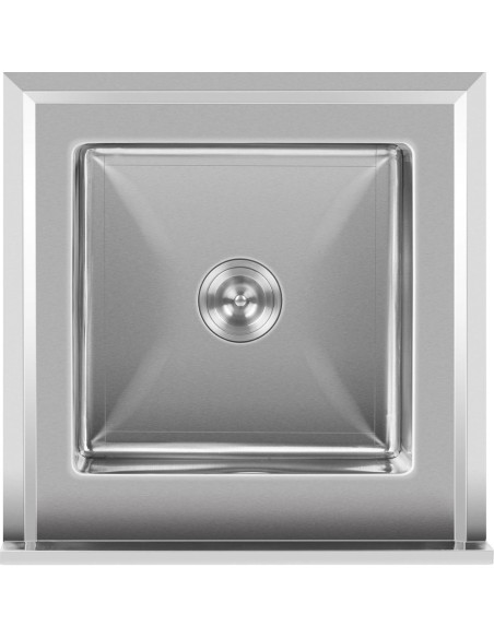 Vienos kameros gastronominė baseino kriauklė su lentyna ir apvadu 60 x 60 x 94 cm