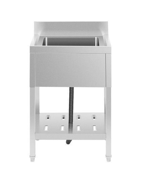 Vienos kameros gastronominė baseino kriauklė su lentyna ir apvadu 60 x 60 x 94 cm