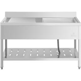 Vienos kameros gastronominė baseino kriauklė su lentyna ir dešiniuoju apvadu 140 x 70 x 94,5 cm