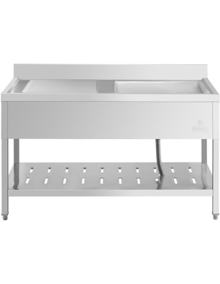 Vienos kameros gastronominė baseino kriauklė su lentyna ir dešiniuoju apvadu 140 x 70 x 94,5 cm Vienos kameros gastronominė baseino kriauklė su lentyna ir dešiniuoju apvadu 140 x 70 x 94,5 cm
