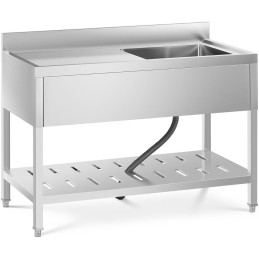 Vienos kameros gastronominė baseino kriauklė su lentyna ir dešiniuoju apvadu 120 x 60 x 94,5 cm