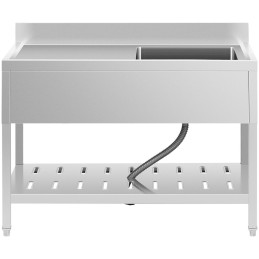 Vienos kameros gastronominė baseino kriauklė su lentyna ir dešiniuoju apvadu 120 x 60 x 94,5 cm