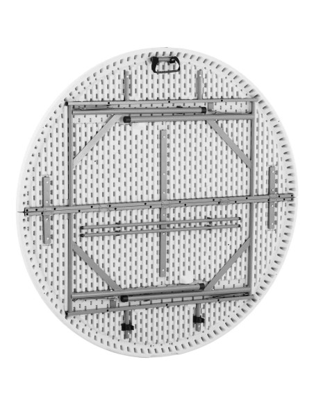 Baltas sulankstomas apvalus sodo maitinimo stalas iki 150 kg skersmens. 150 x 74 cm Baltas sulankstomas apvalus sodo maitinimo stalas iki 150 kg skersmens. 150 x 74 cm