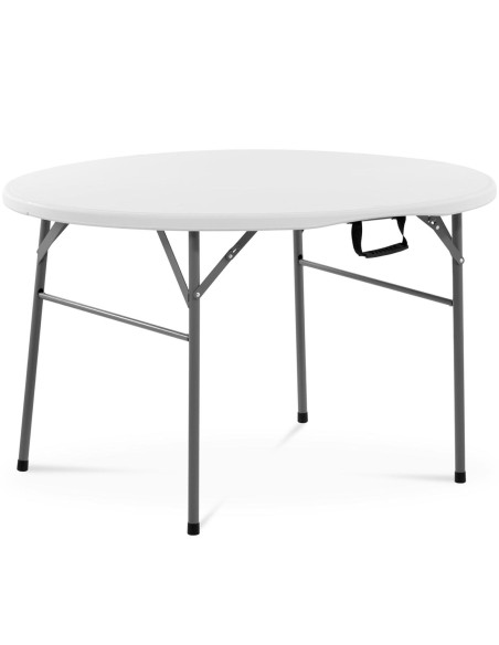 Baltas sulankstomas apvalus sodo maitinimo stalas iki 150 kg skersmens. 120 x 74 cm Baltas sulankstomas apvalus sodo maitinimo stalas iki 150 kg skersmens. 120 x 74 cm