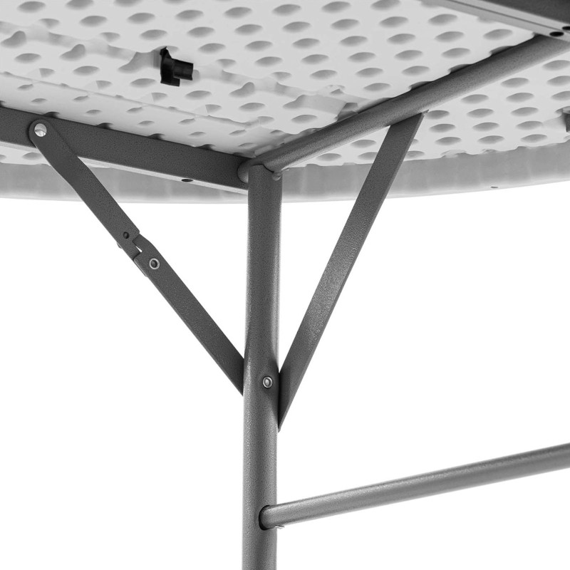 Baltas sulankstomas apvalus sodo maitinimo stalas iki 150 kg skersmens. 120 x 74 cm