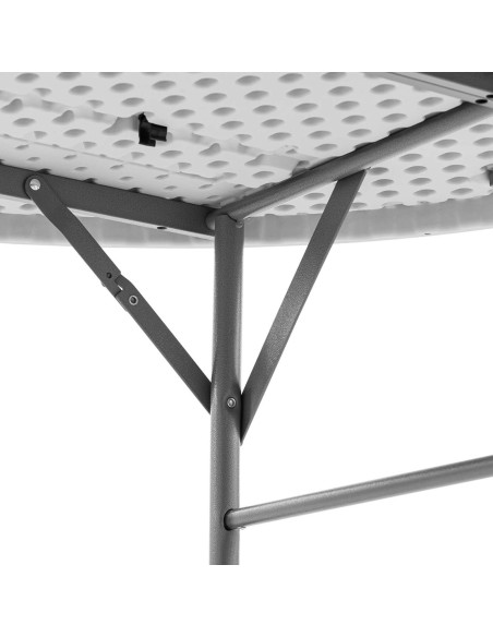 Baltas sulankstomas apvalus sodo maitinimo stalas iki 150 kg skersmens. 120 x 74 cm Baltas sulankstomas apvalus sodo maitinimo stalas iki 150 kg skersmens. 120 x 74 cm