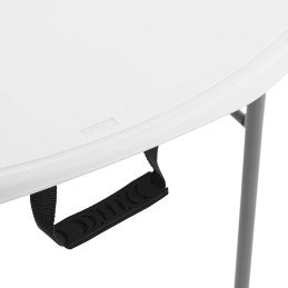 Baltas sulankstomas apvalus sodo maitinimo stalas iki 150 kg skersmens. 120 x 74 cm