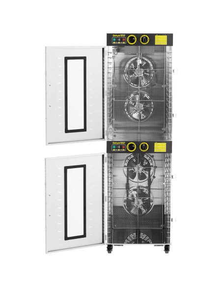 Pramoninis dehidratorius maistinėms žolėms vaisiams 2 kameros 32 grotelės 40-90 C 3150 W Pramoninis dehidratorius maistinėms žolėms vaisiams 2 kameros 32 grotelės 40-90 C 3150 W