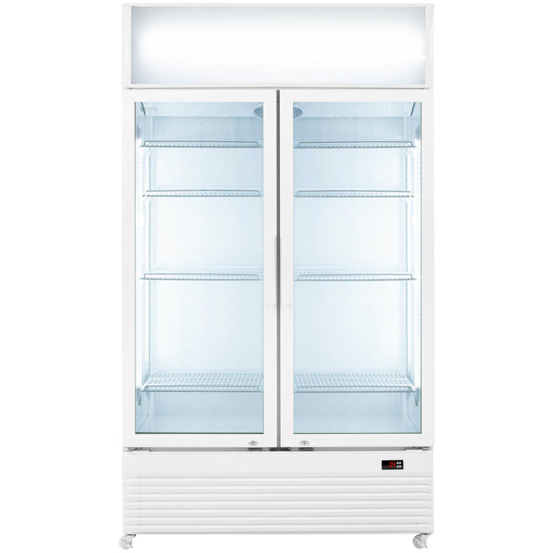 Šaldytuvo aušintuvas gėrimams dvigubo stiklo LED 2-10 C 600 l baltas