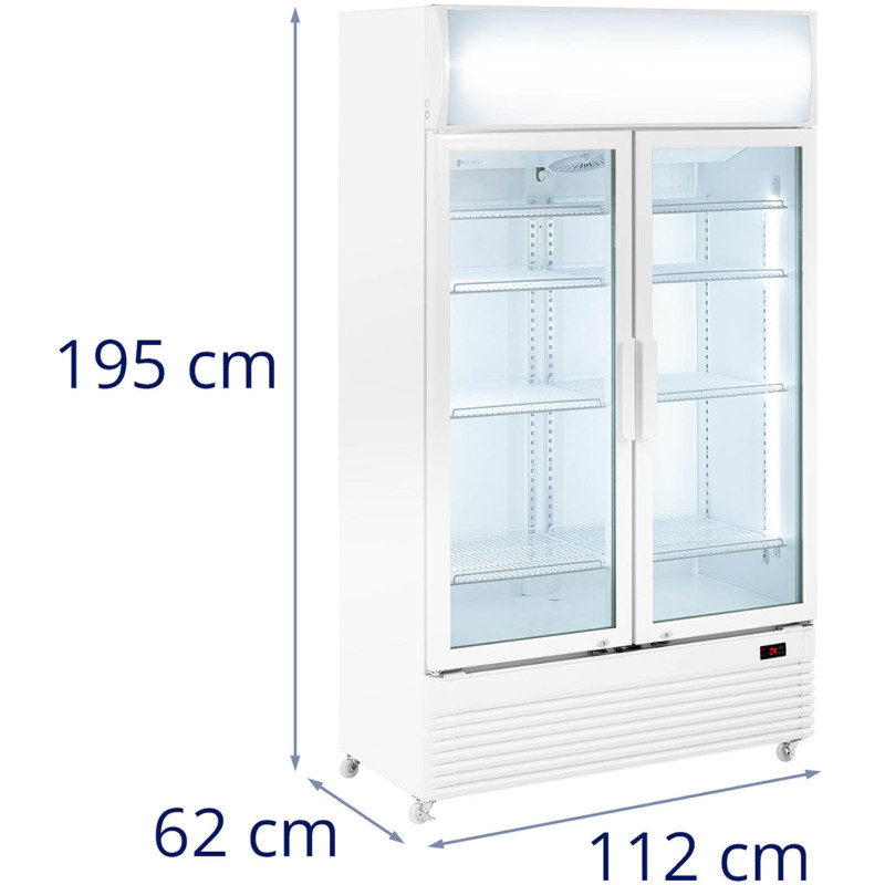 Šaldytuvo aušintuvas gėrimams dvigubo stiklo LED 2-10 C 600 l baltas