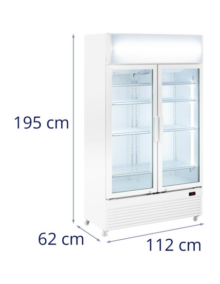 Šaldytuvo aušintuvas gėrimams dvigubo stiklo LED 2-10 C 600 l baltas