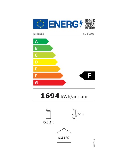 Šaldytuvo aušintuvas gėrimams dvigubo stiklo LED 2-10 C 600 l baltas