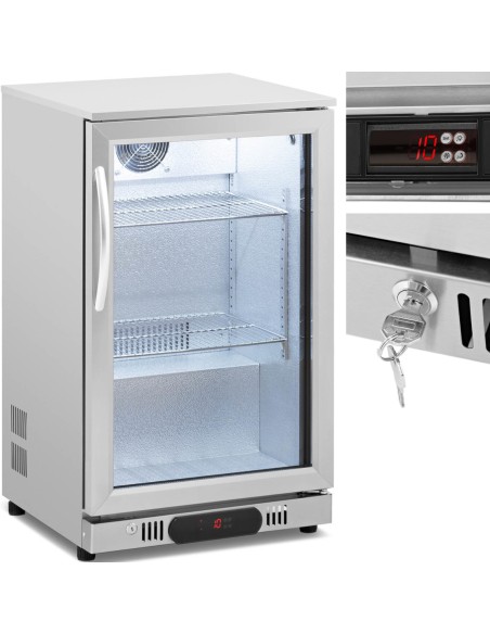 Stiklinis šaldytuvas gėrimams LED 2-10 C 108 l sidabrinis